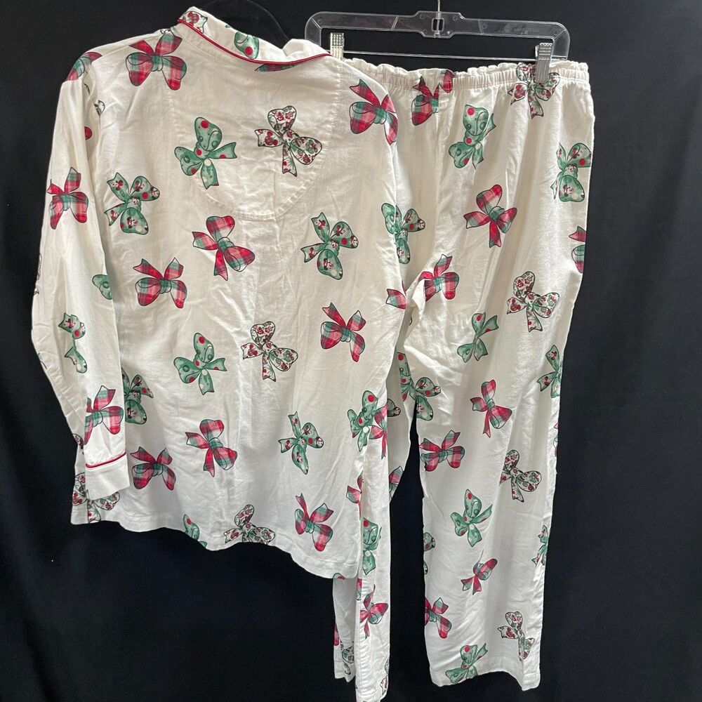 Disney Parks Christmas Holiday Mickey Mouse Bow Pajama Set US Size Large - Picture 5 of 5